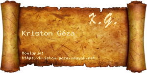 Kriston Géza névjegykártya