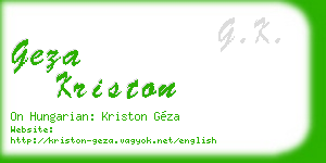 geza kriston business card
